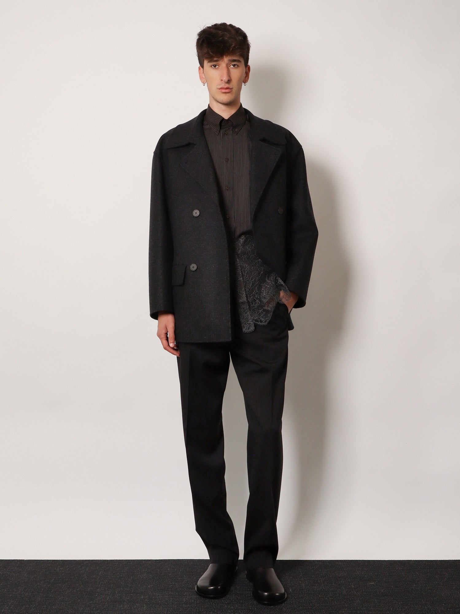 Double-breasted wool felt peacoat