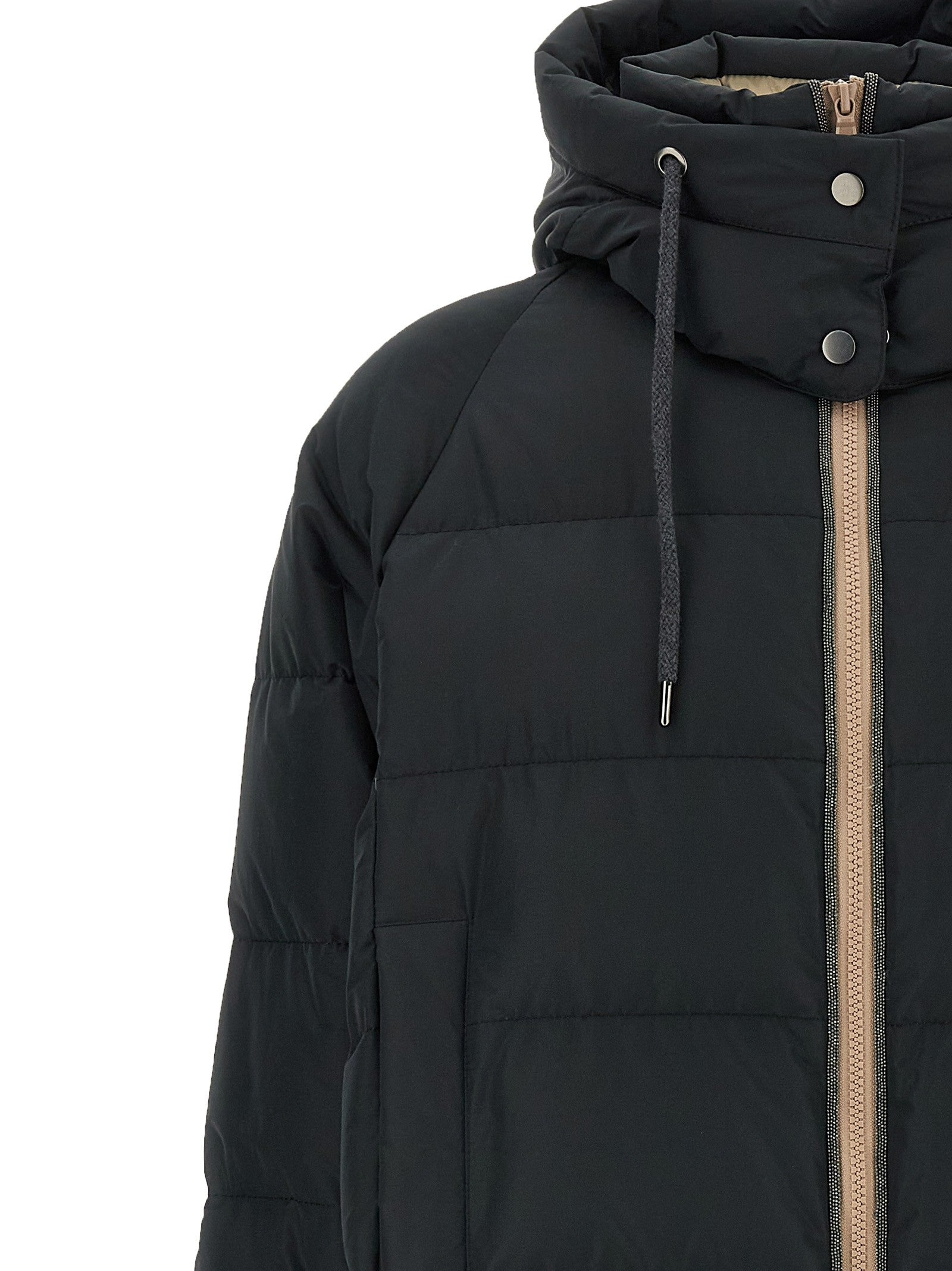 Brunello Cucinelli Down jacket with knit and jewel details