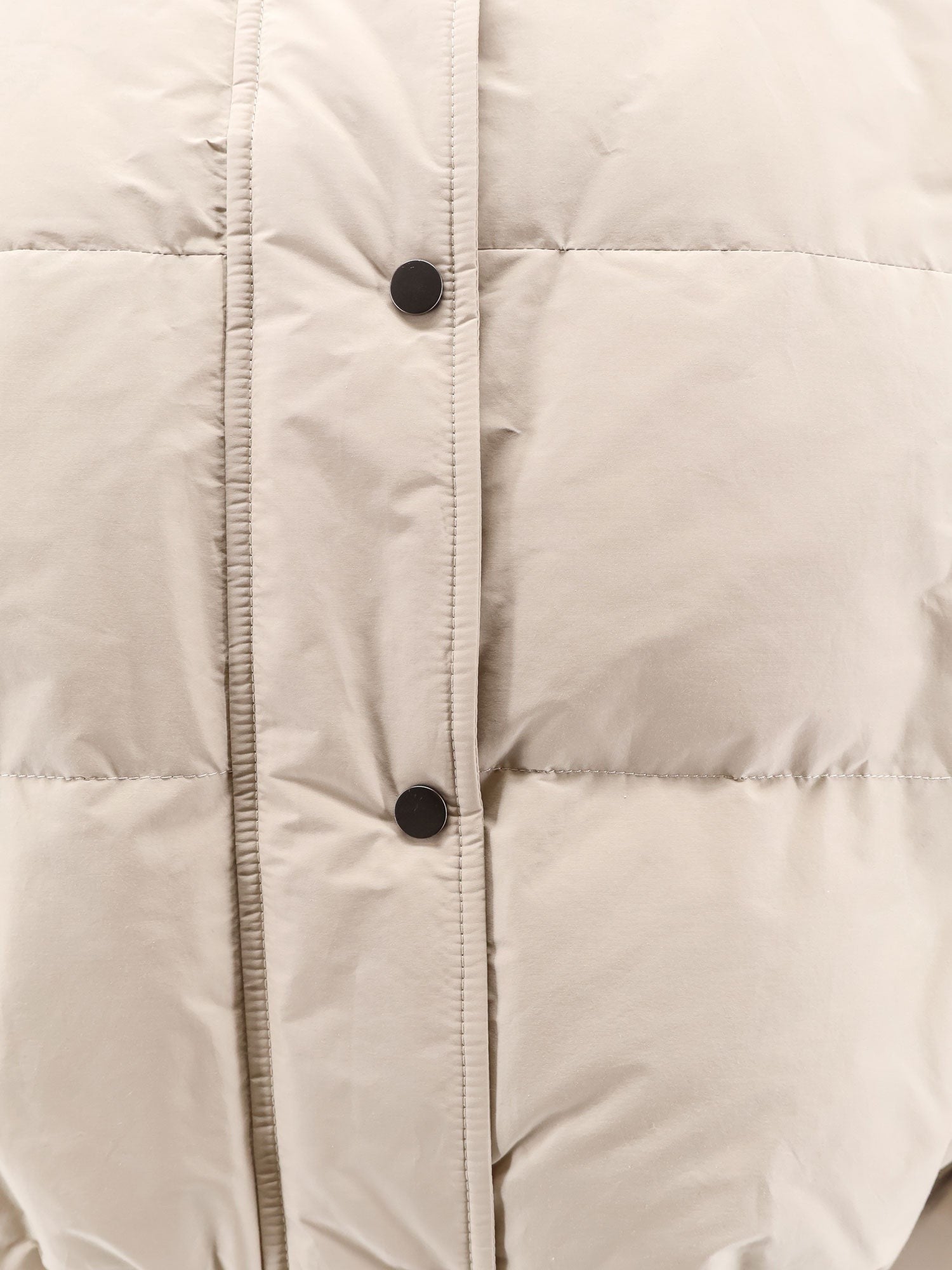 Down jacket with shearling collar