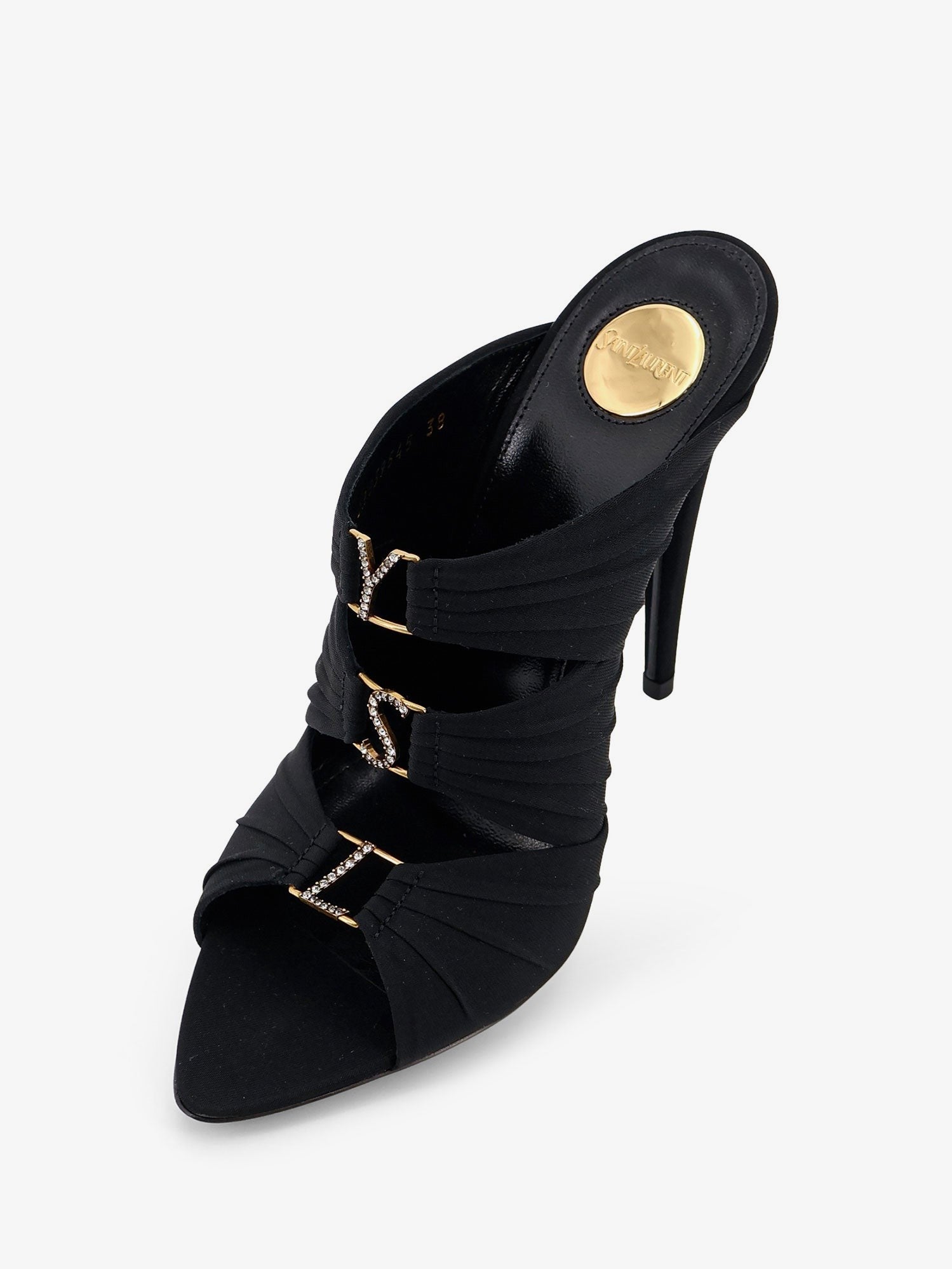 Emilie satin sandals with rhinestone logo detail