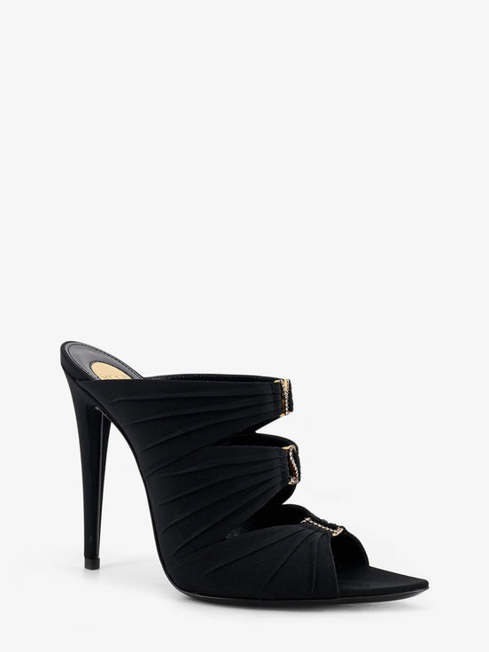 Emilie satin sandals with rhinestone logo detail