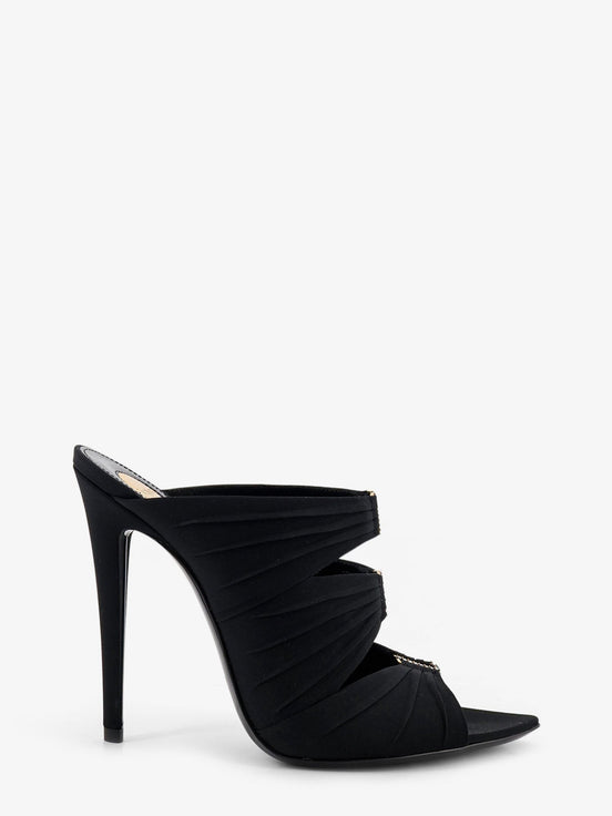 Emilie satin sandals with rhinestone logo detail
