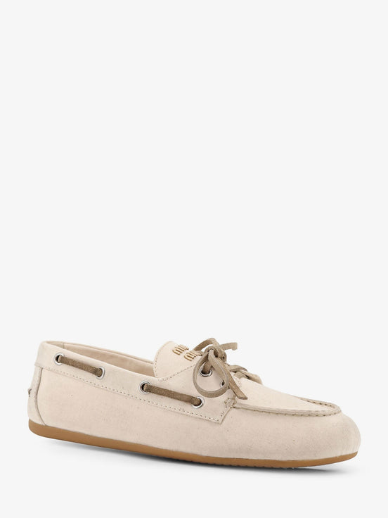 Fabric loafers with front lettering logo