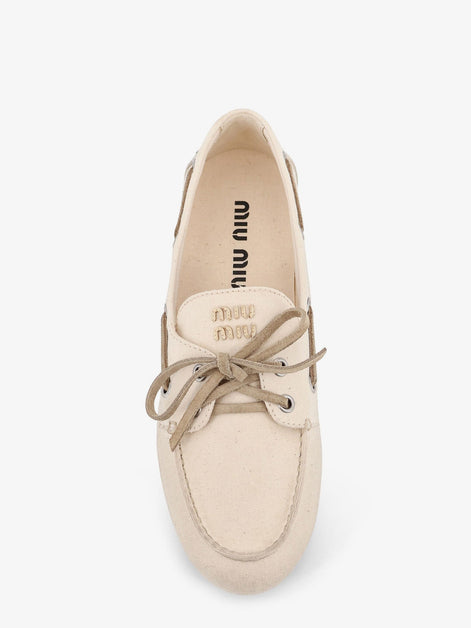 Miu Miu Fabric loafers with front lettering logo