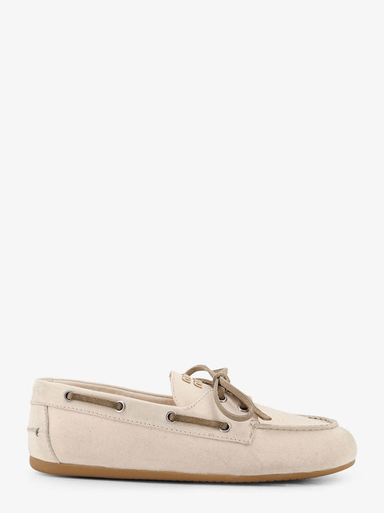 Fabric loafers with front lettering logo