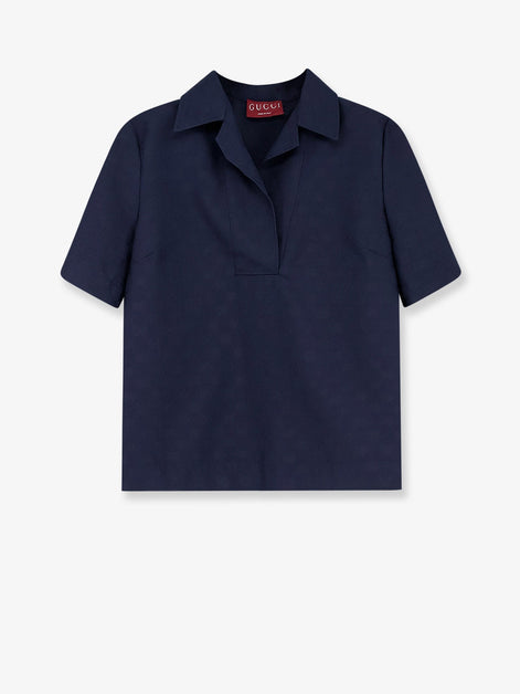 Fabric polo shirt with GG pattern