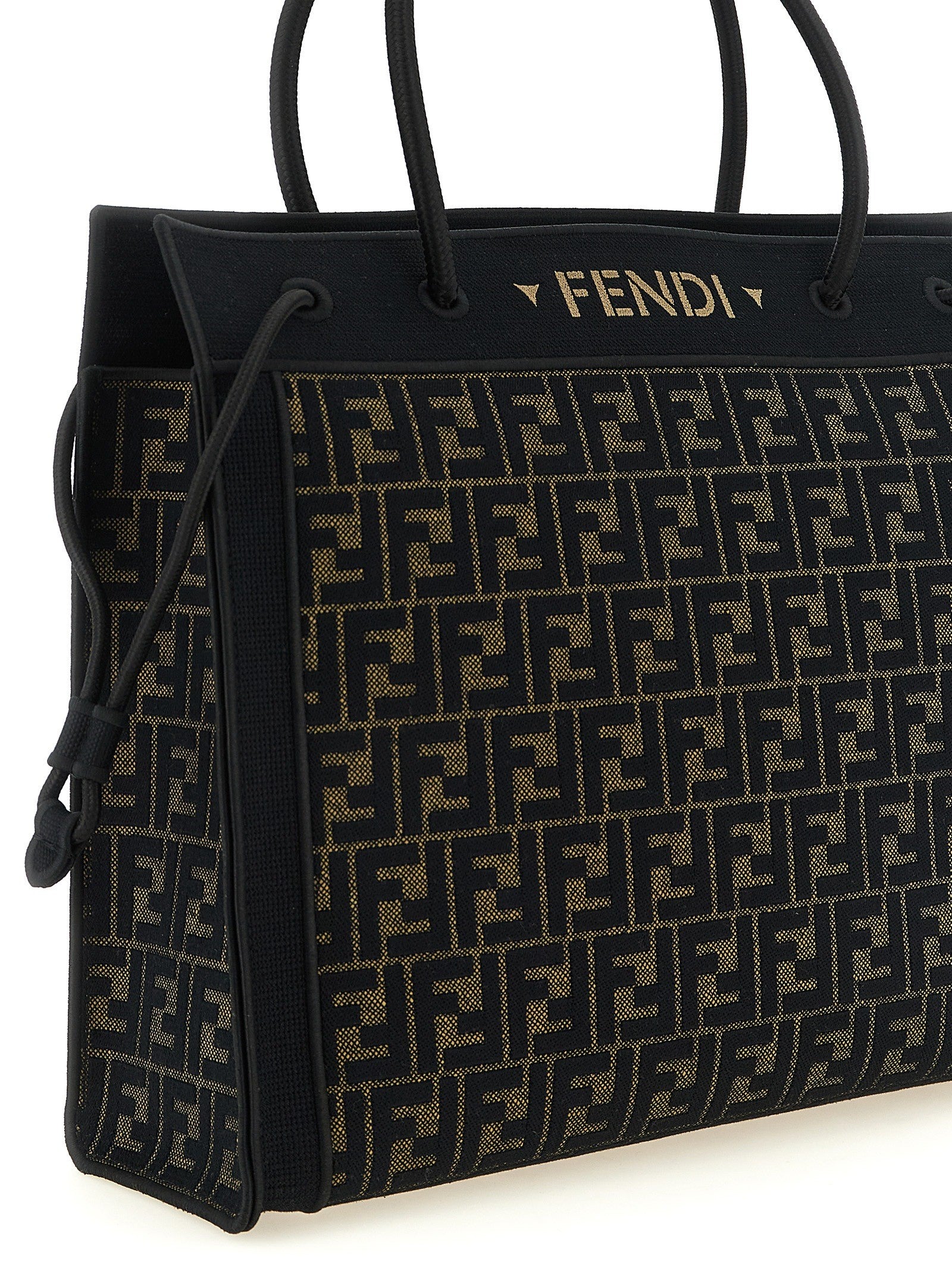 Fendi Magic Shopper bag in FF fabric with embroidered logo on the front
