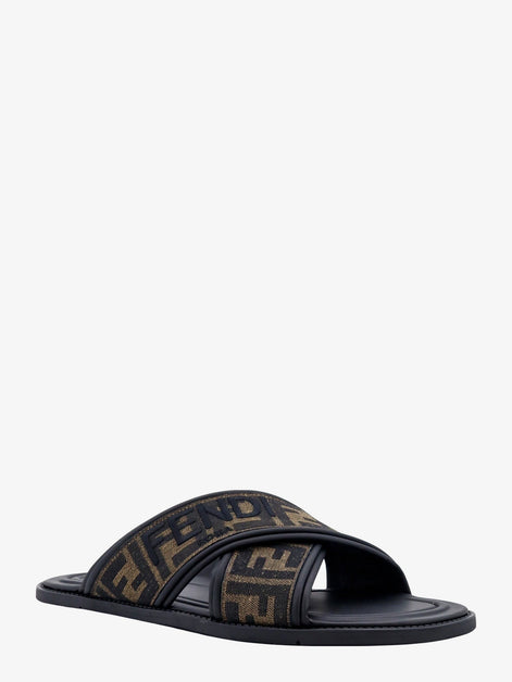 FF jacquard fabric sandals with embroidered logo