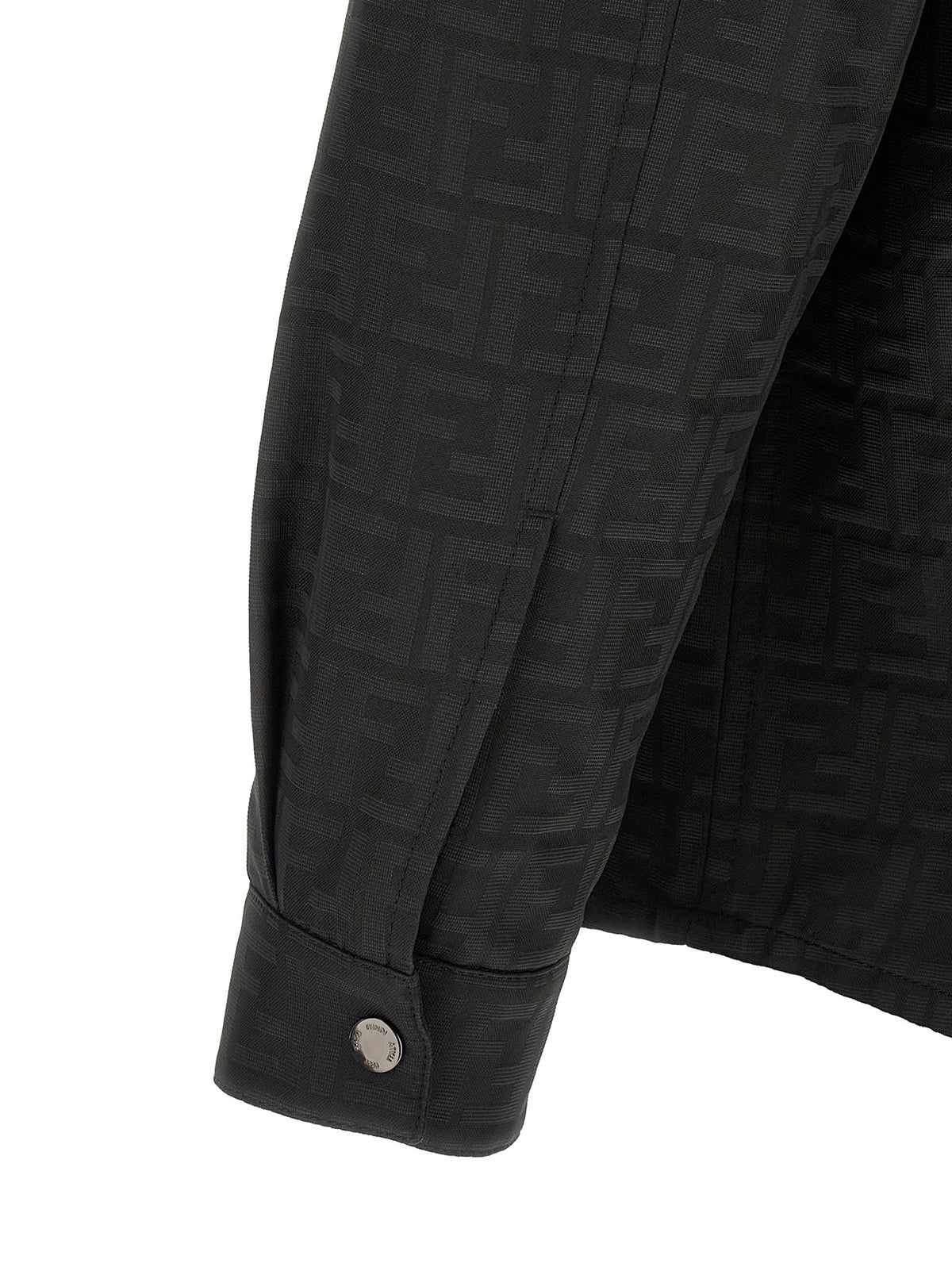 Fendi Black FF Zucca jacquard nylon blouson