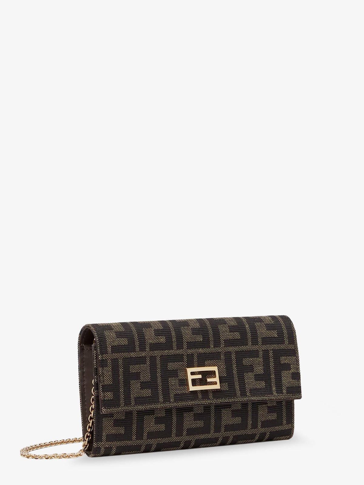 Fendi FF Zucca Fabric Continental Wallet with Chain Tube