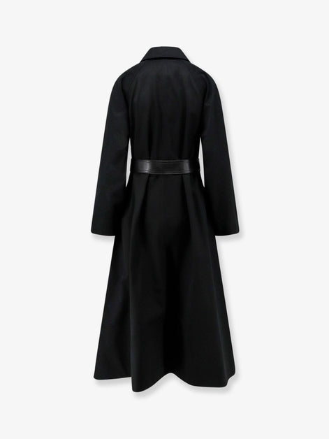 Celine Flared waterproof coat with leather belt