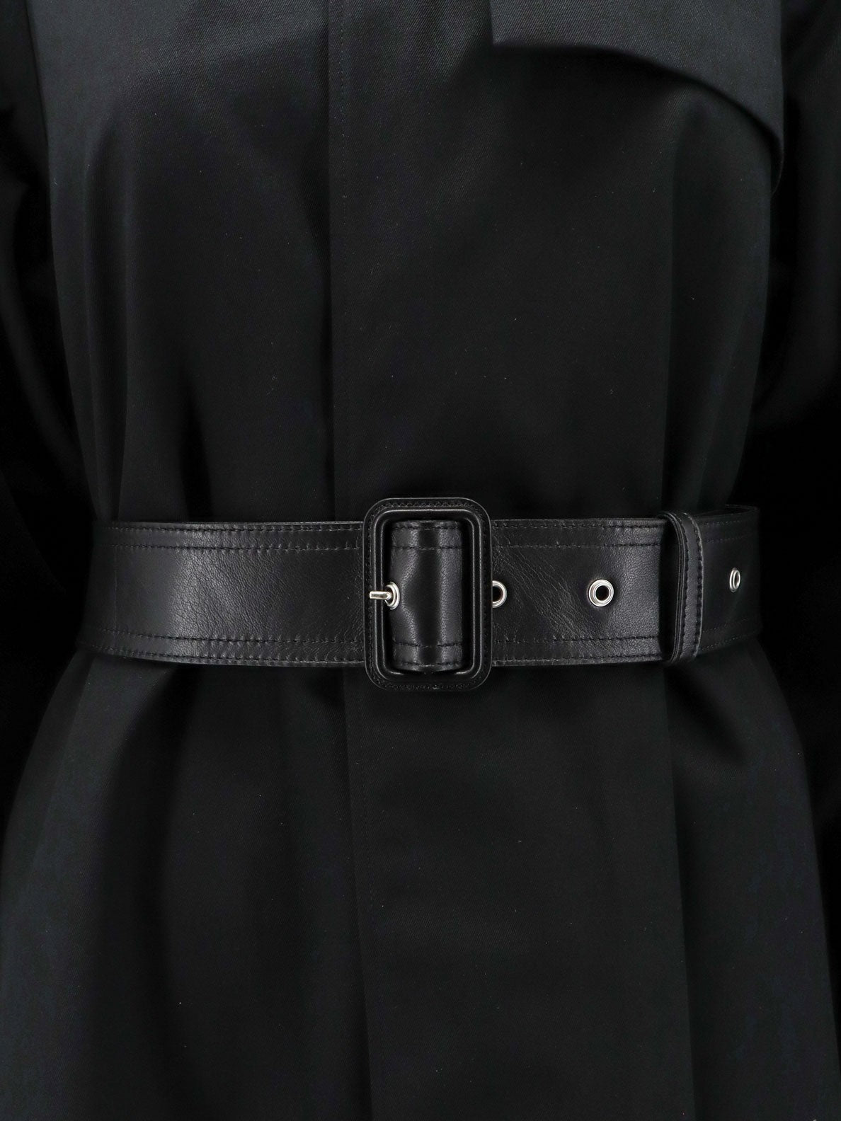 Celine Flared waterproof coat with leather belt