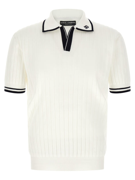 Flat ribbed polo shirt