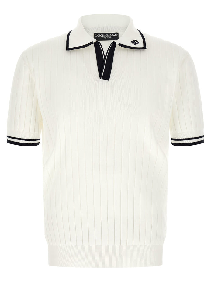 Flat ribbed polo shirt