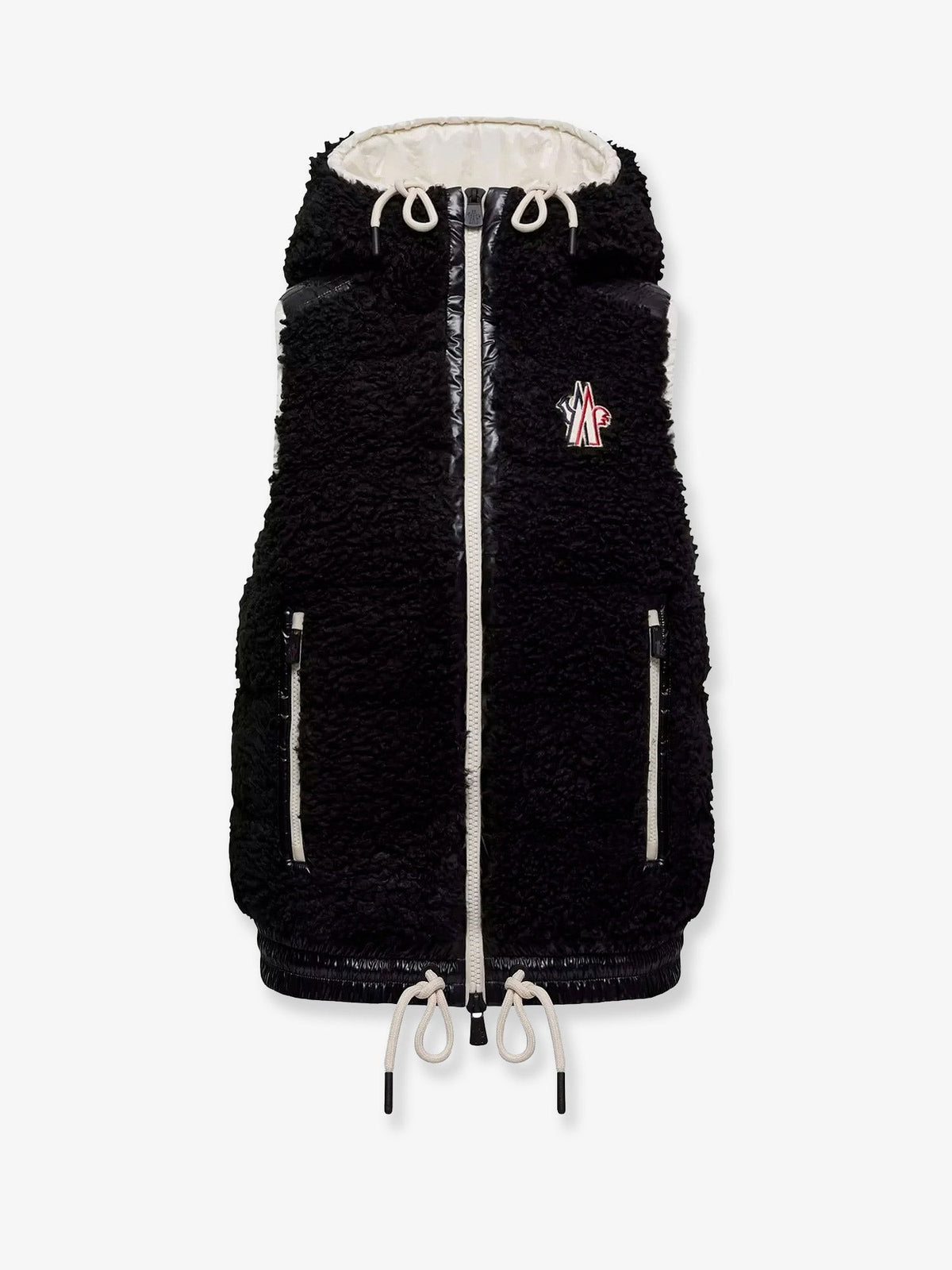 Fleece hooded down jacket