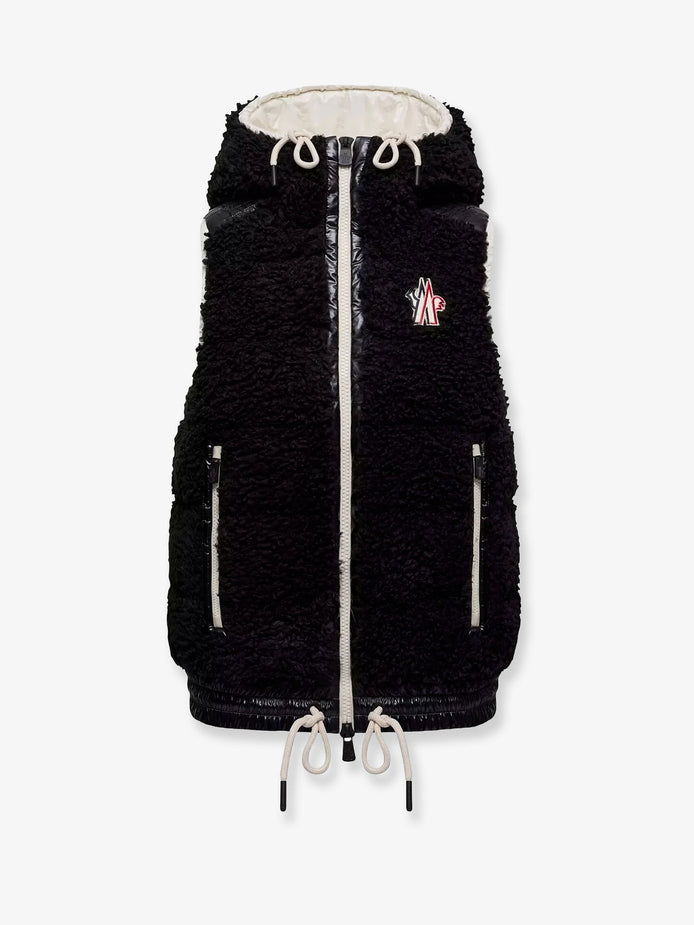 Fleece hooded down jacket