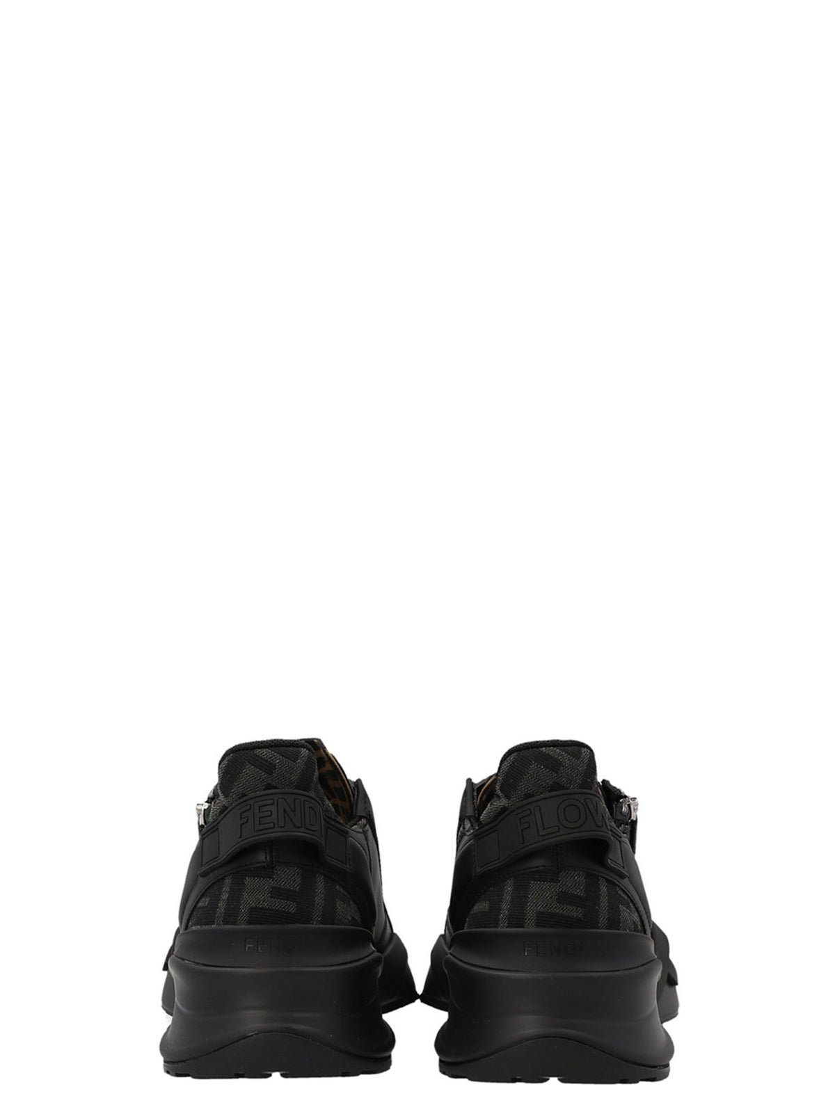 Fendi Leather Flow sneakers with FF jacquard fabric inserts