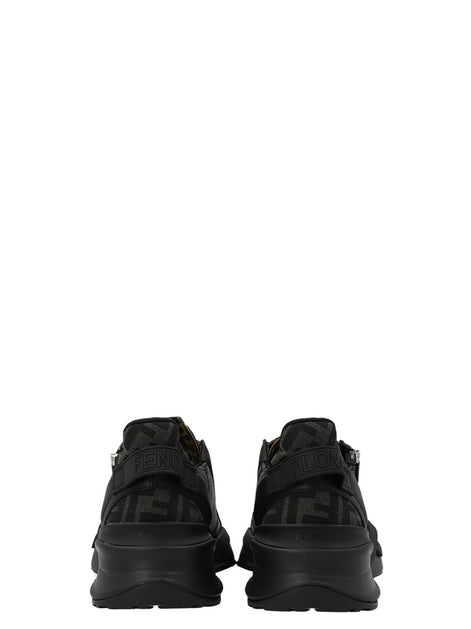 Fendi Leather Flow sneakers with FF jacquard fabric inserts
