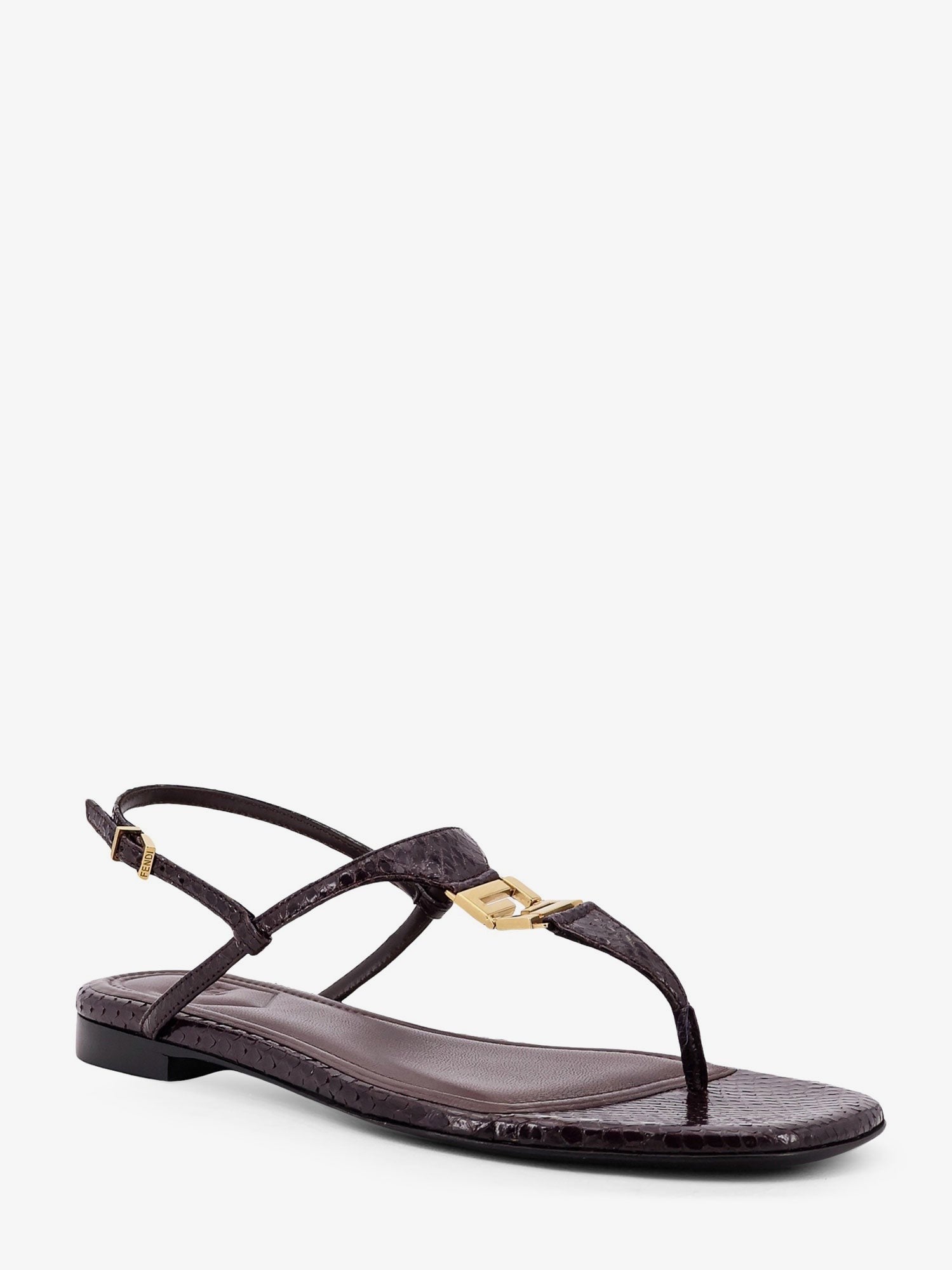 Fold leather sandals with reptile effect