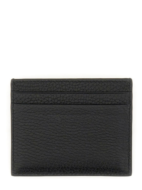 GARNET CALFSKIN "ROCKSTUD" CARD HOLDER
