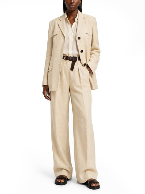 Max Mara GIACCA CON COULISSE IN LINO DÉLAVÉ