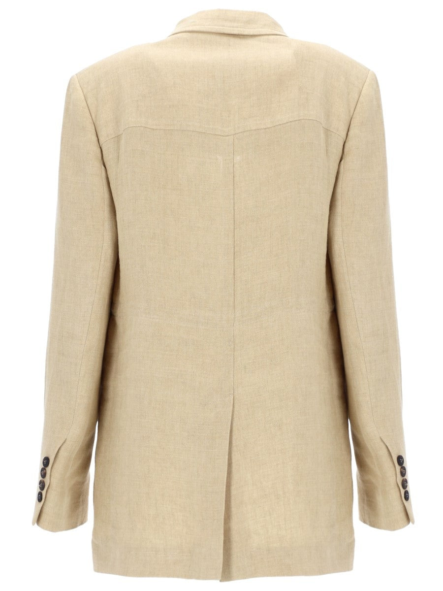 Max Mara GIACCA CON COULISSE IN LINO DÉLAVÉ