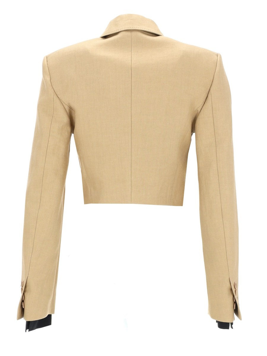 Max Mara GIACCA CROP IN DIAGONALE DI LINO