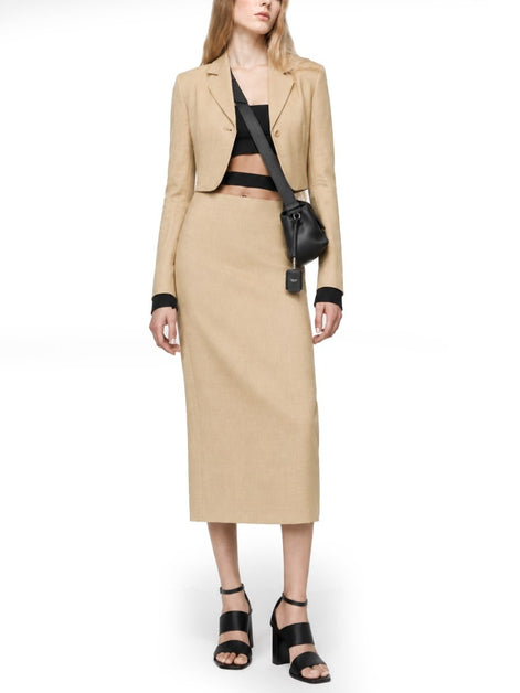 Max Mara GIACCA CROP IN DIAGONALE DI LINO