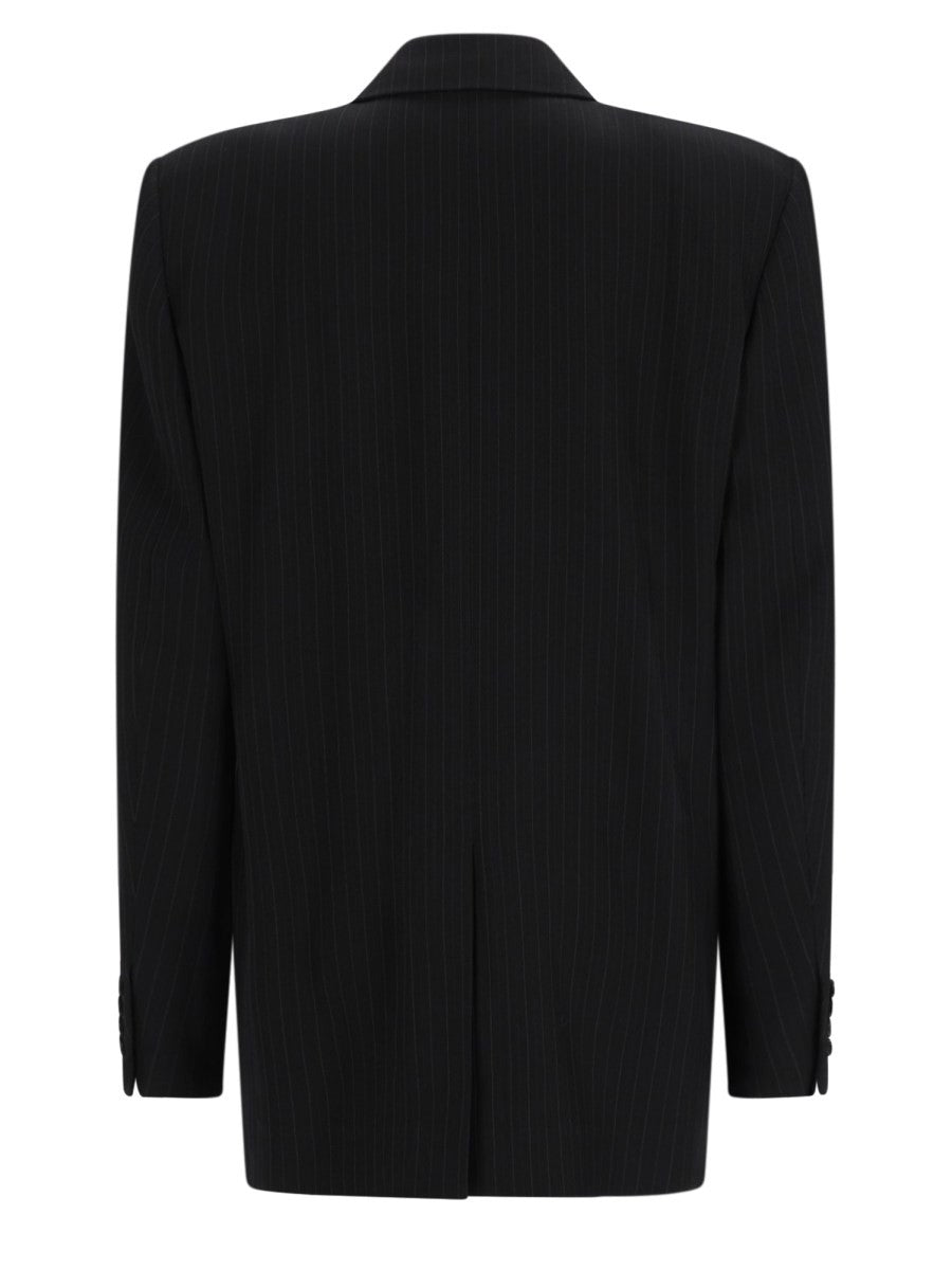 Saint Laurent Giacca Doppiopetto In Lana Mélange Gessata