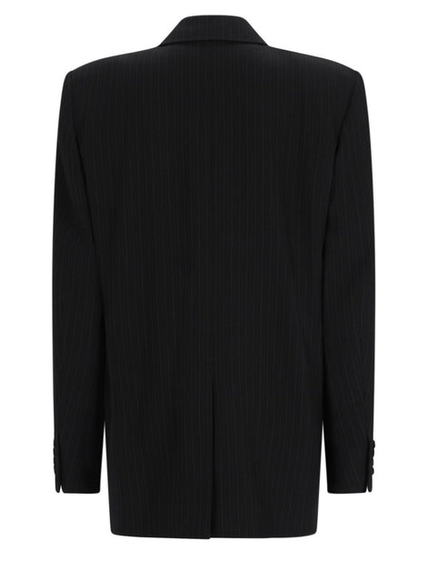 Saint Laurent Giacca Doppiopetto In Lana Mélange Gessata