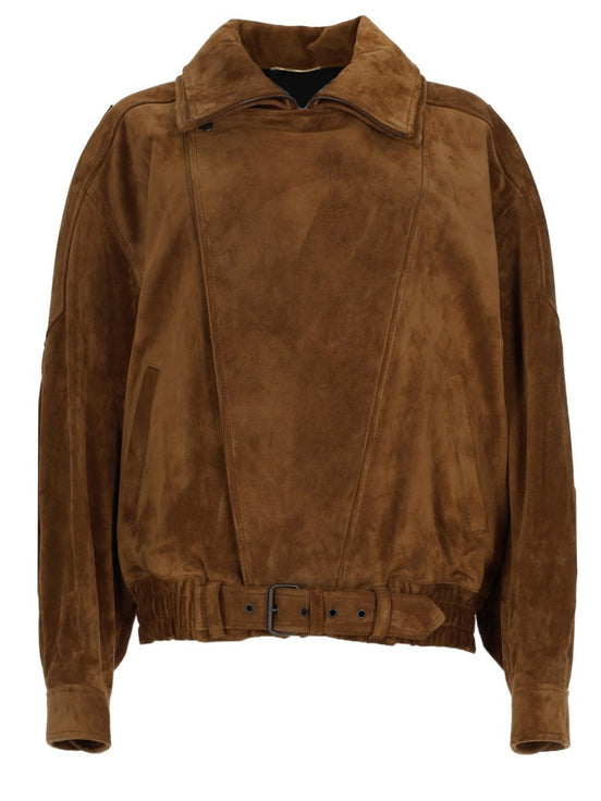 Giacca Oversize In Pelle Crosta Vintage