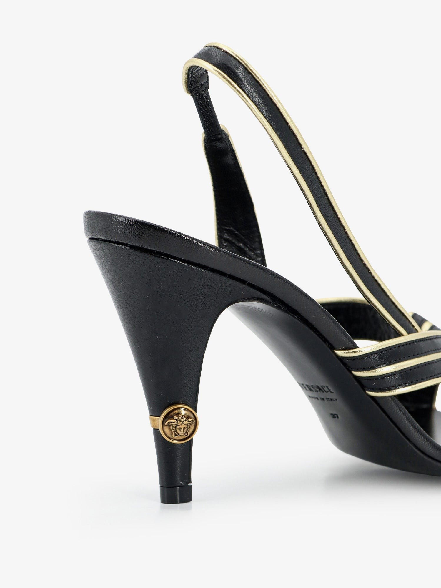 Gianni leather sandals with contrasting metallic profiles