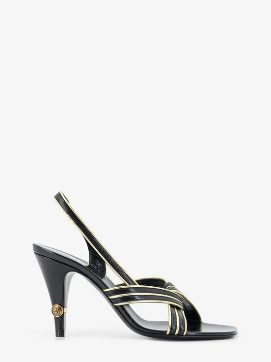 Gianni leather sandals with contrasting metallic profiles
