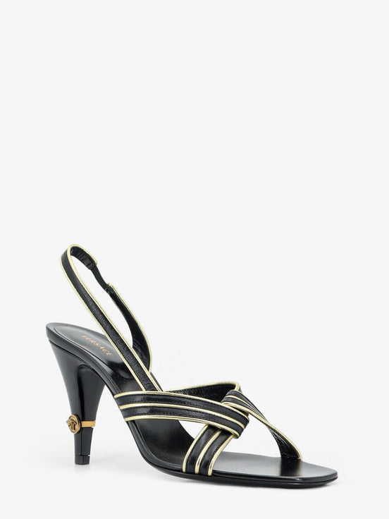 Gianni leather sandals with contrasting metallic profiles
