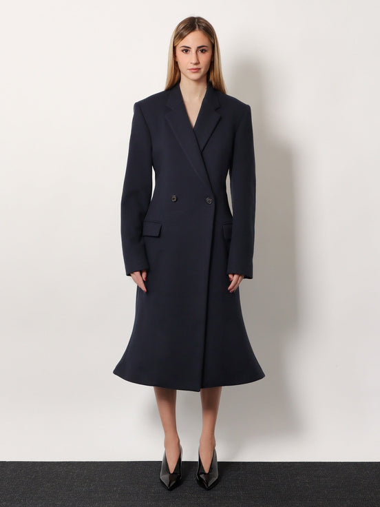 Godet Midi double-breasted wool coat