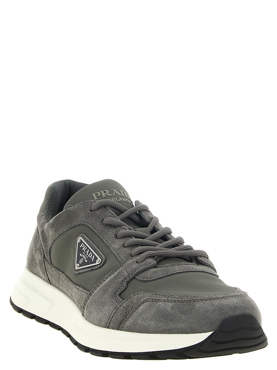 PRADA Grey suede 'Prada Prax' sneakers