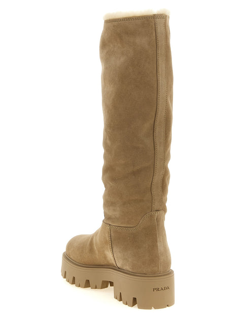 PRADA High suede boots with logo