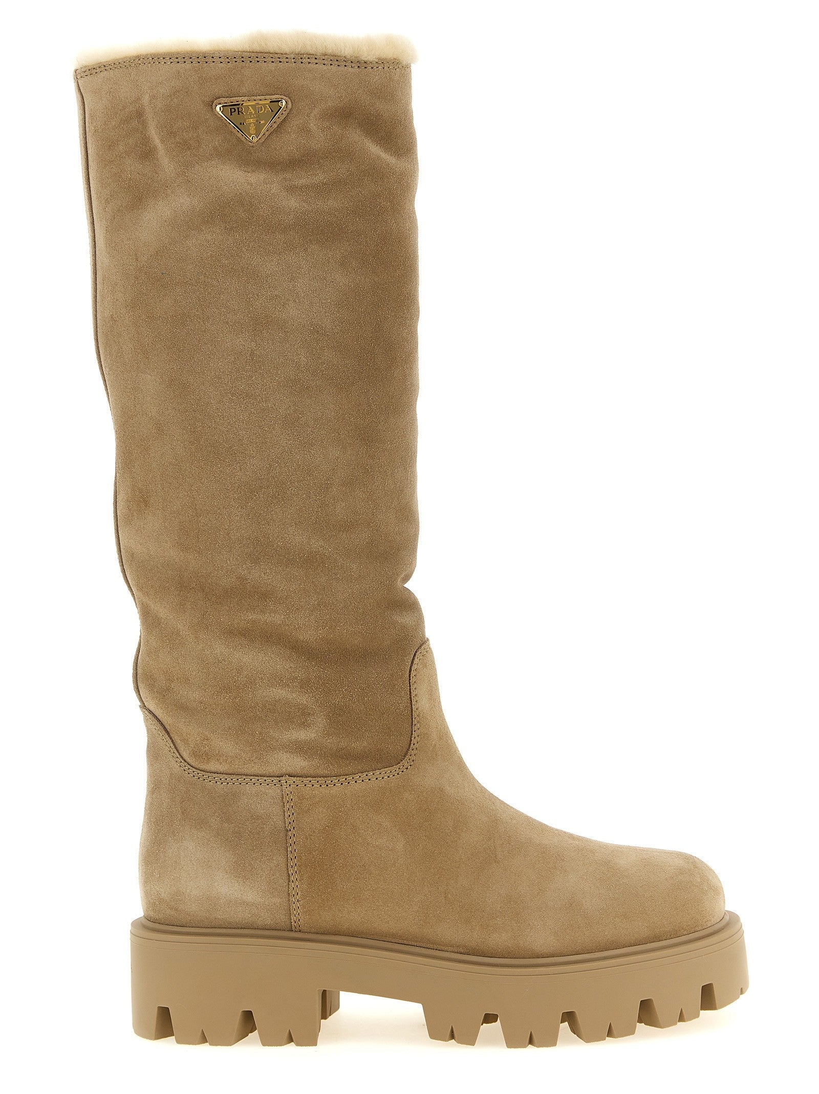 High suede boots with logo