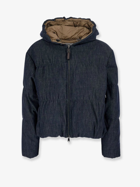 Hooded padded denim jacket