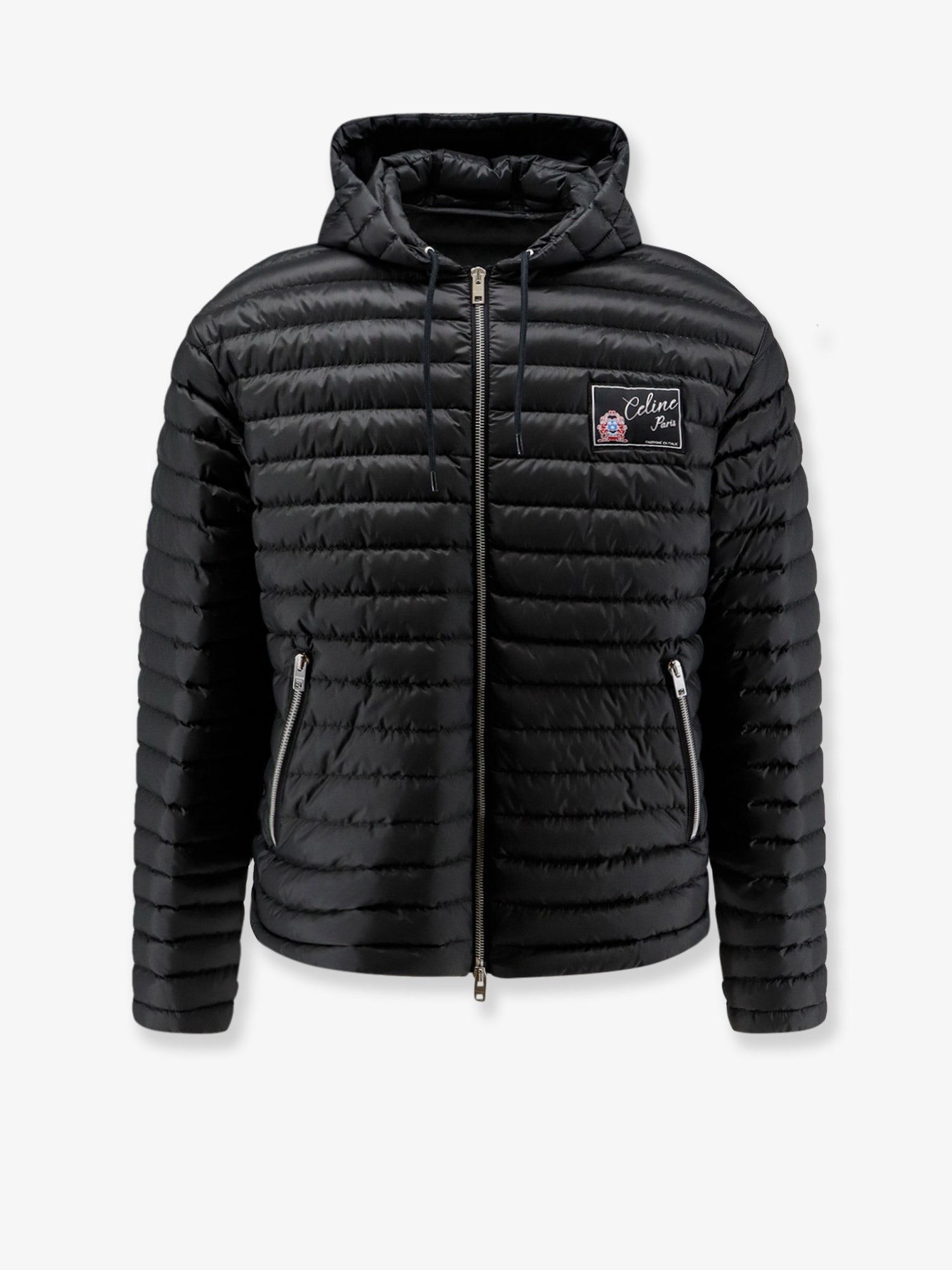 Hooded quilted down jacket