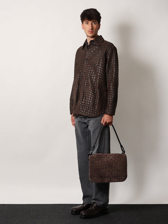 Intrecciato suede shoulder bag
