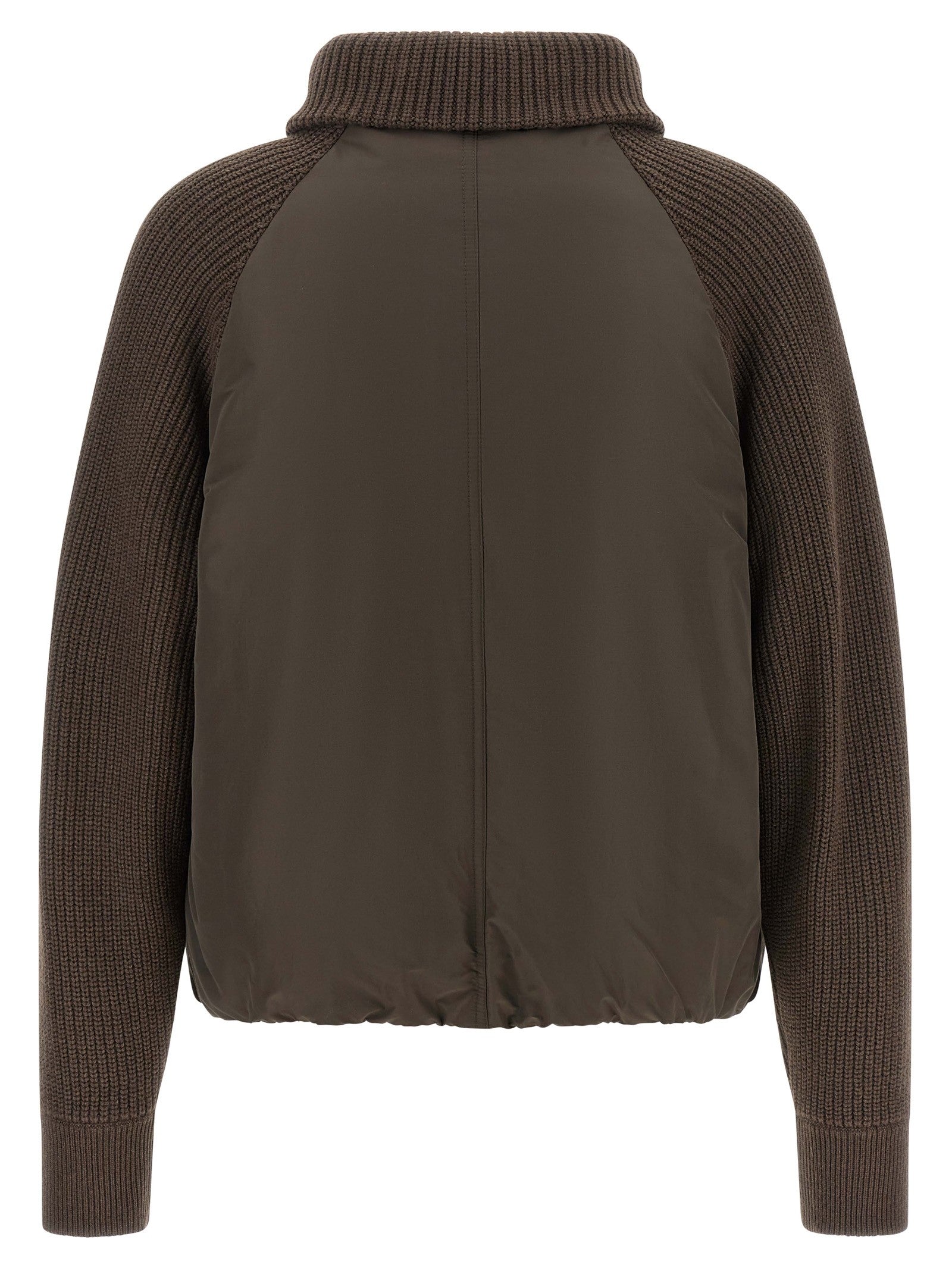 Knit insert down jacket
