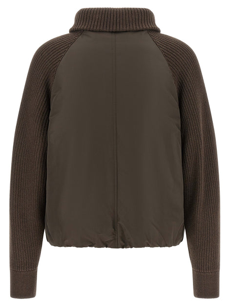 Knit insert down jacket