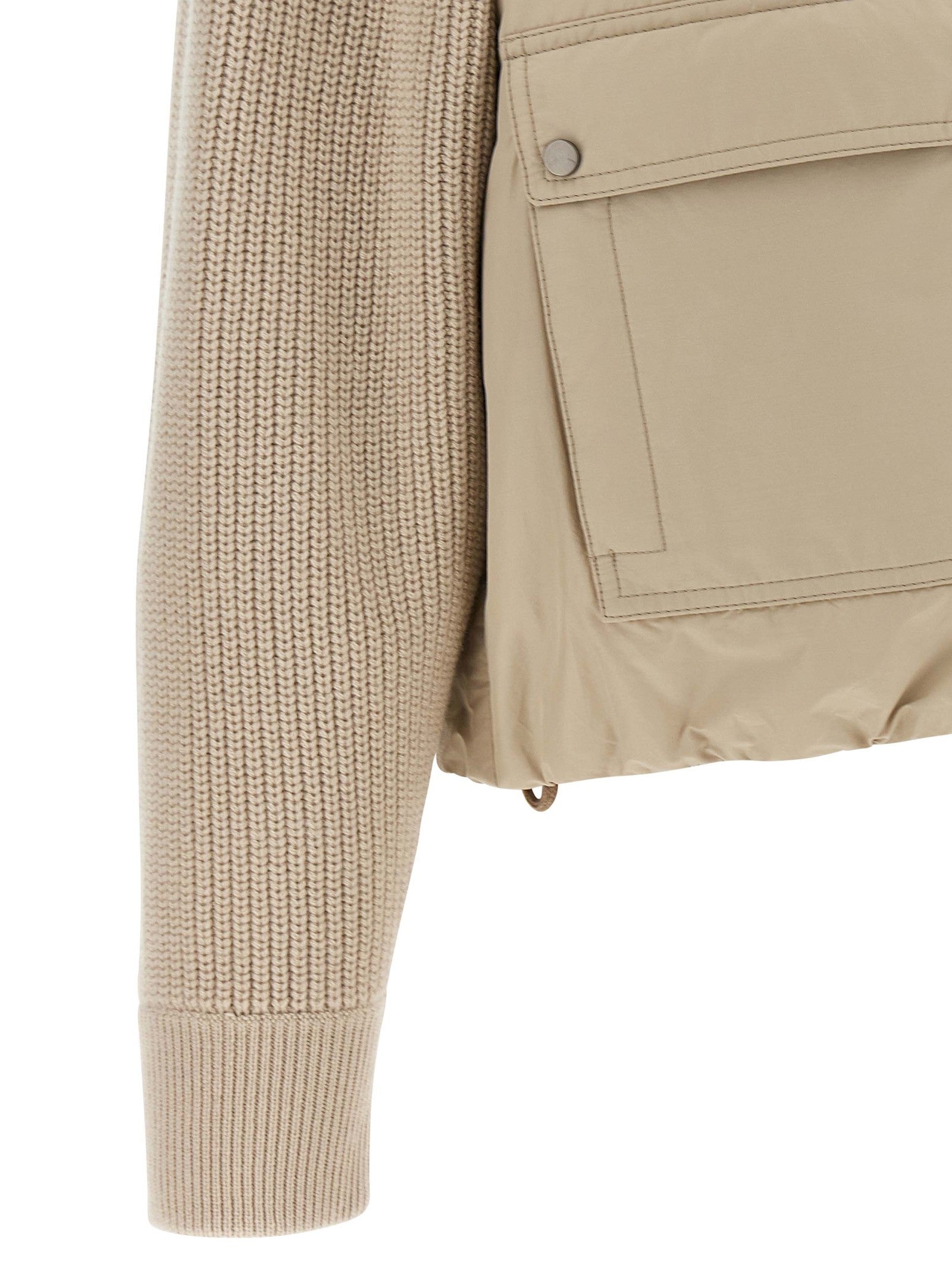Knit insert down jacket