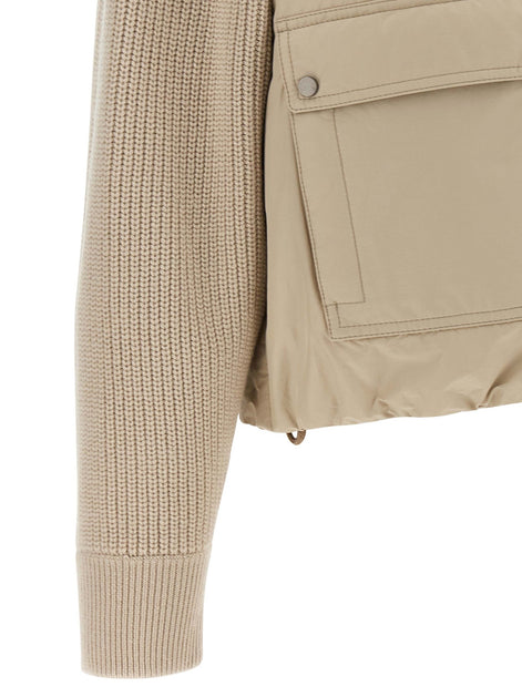 Knit insert down jacket