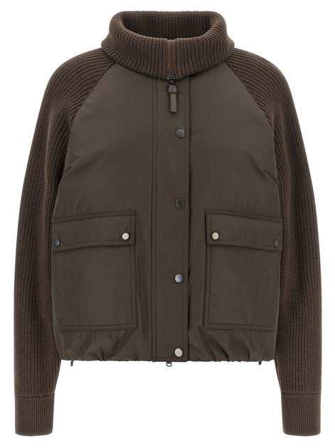 Knit insert down jacket
