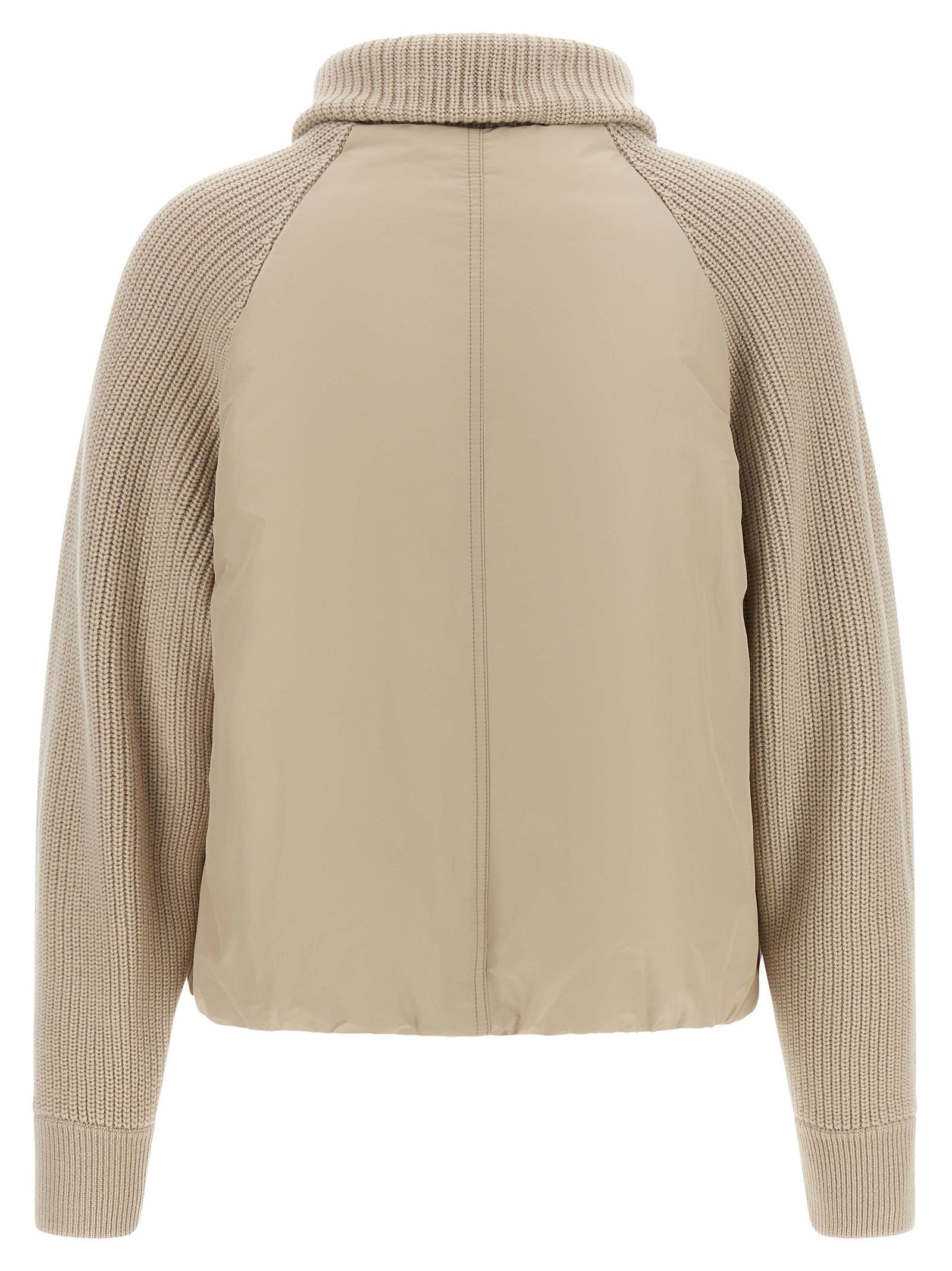 Knit insert down jacket