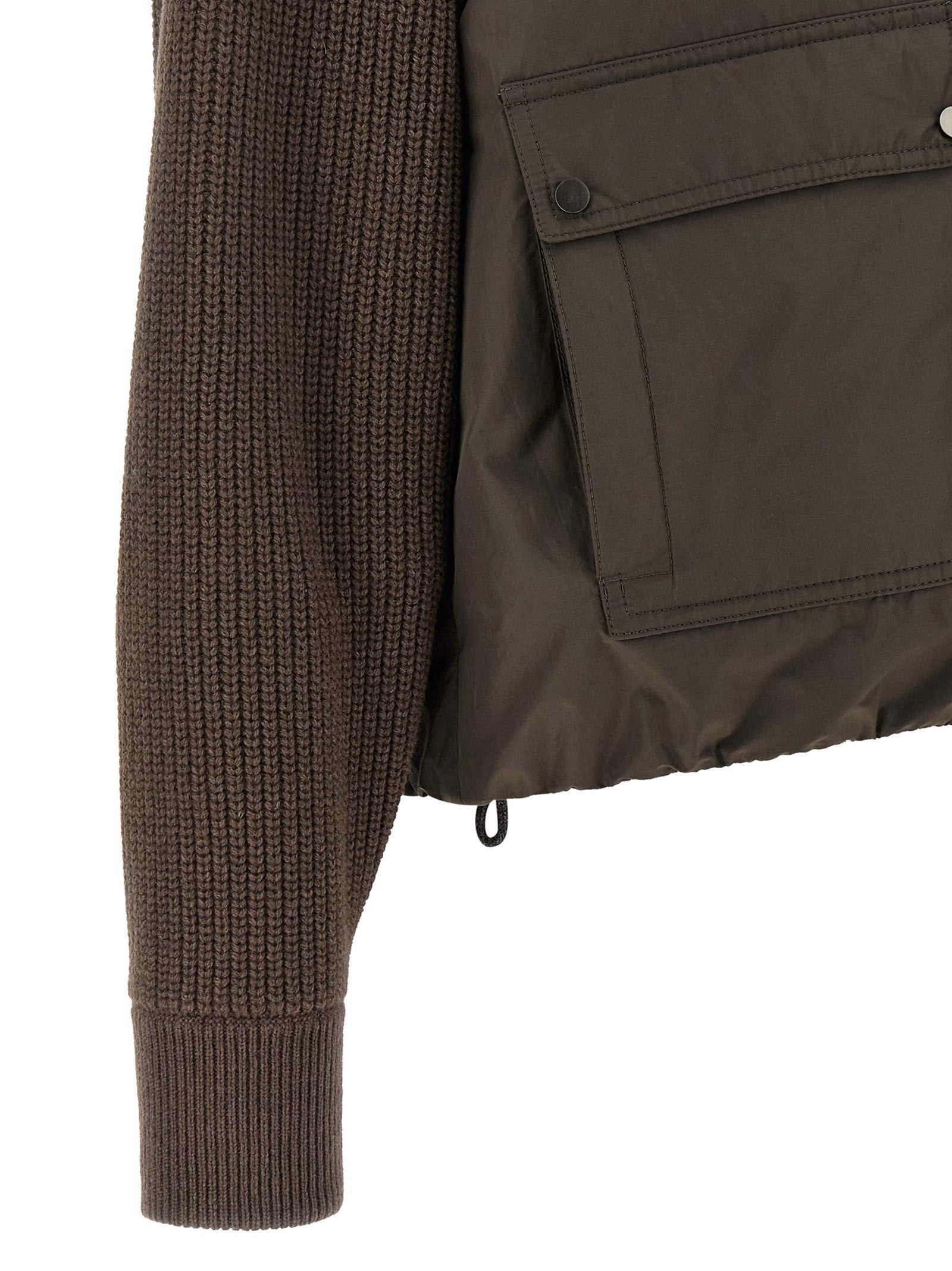 Knit insert down jacket