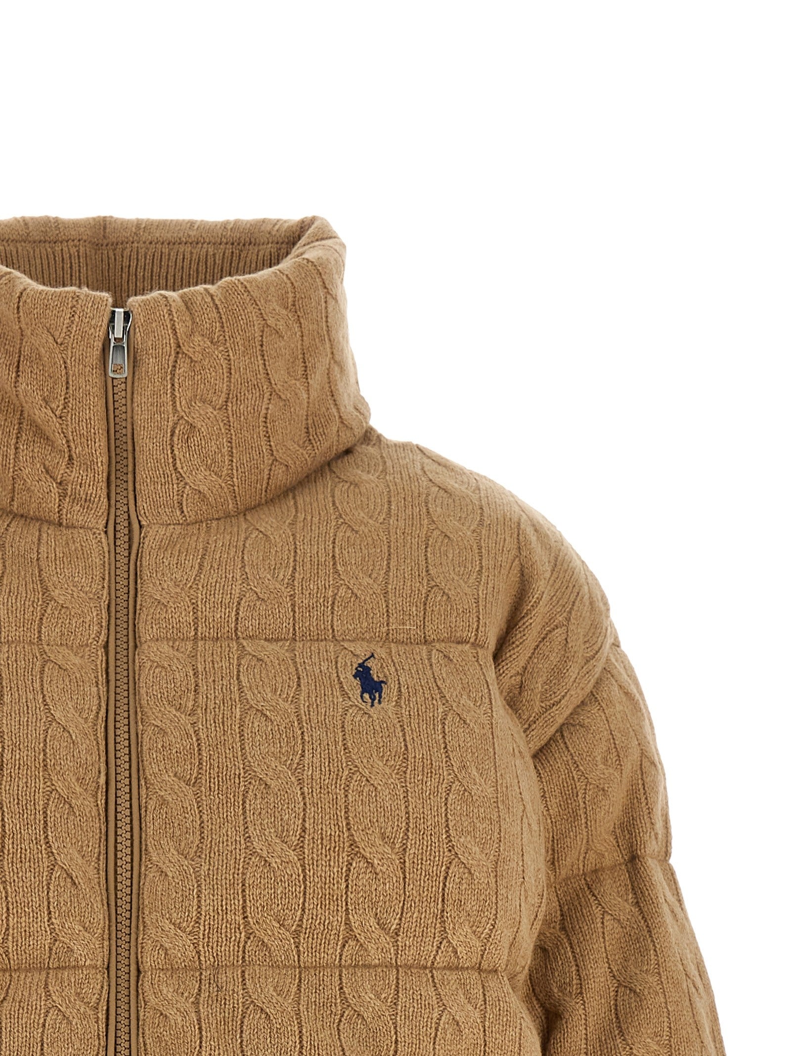 Knitted braided down jacket