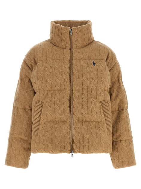 Knitted braided down jacket